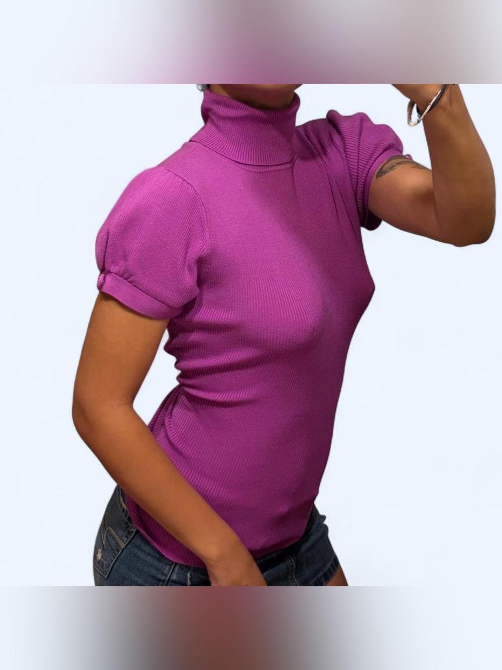 Y2K Coquette Purple Turtleneck Top by INC!